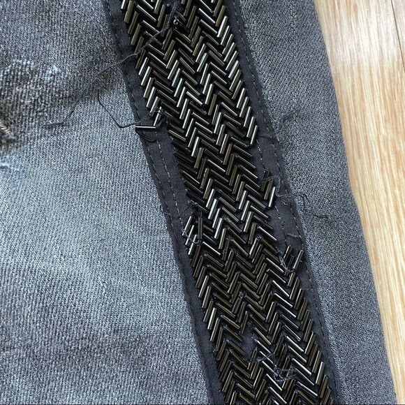Free People Black/Gray Distressed Black Beaded Ankle Jeans - Picture 8 of 10